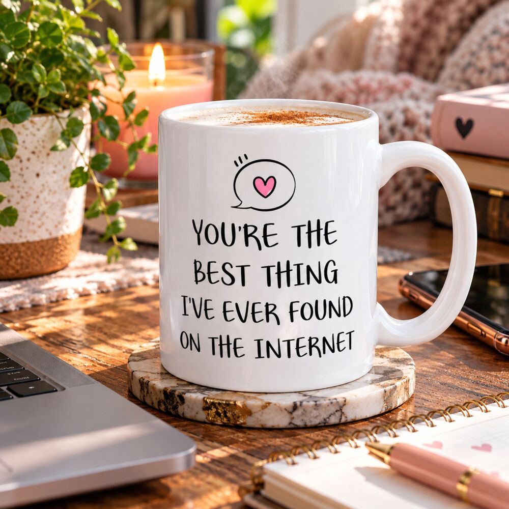 Romantic Quote Mug, You re the Best Thing I ve Found Online, Funny Gift Friend